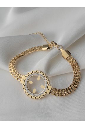 دستبند استیل طلائی زنانه استیل ضد زنگ کد 832877061
