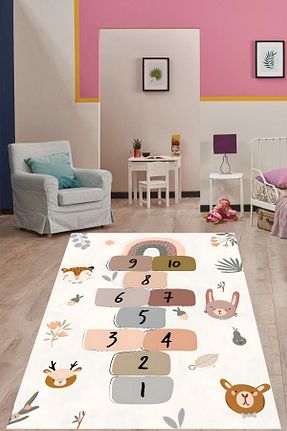 فرش بچه گانه قهوه ای پنبه ای Pelangi - کد 832865251