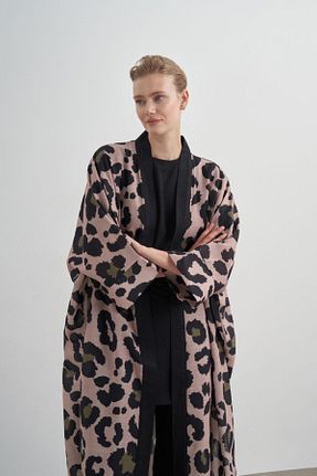 کافتان و کیمونو حجاب خاکی زنانه بافت Hare Butik - کد 832952454