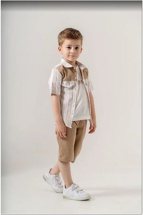 ست بالاتنه و پائین تنه نارنجی بچه گانه بافتنی Uslukids - کد 833027334