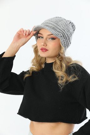 کلاه پشمی طوسی زنانه اکریلیک Ritagarcia - کد 641412892