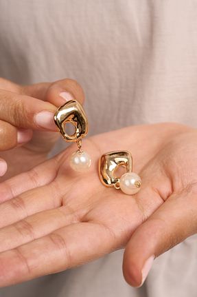 گوشواره جواهر طلائی فلزی Elika Silver - کد 832992469