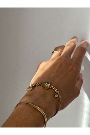 دستبند استیل طلائی زنانه فولاد ( استیل ) کد 741669144