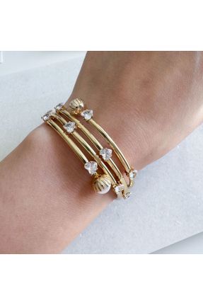 دستبند استیل طلائی زنانه فولاد ( استیل ) کد 832991231