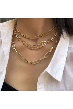 گردنبند جواهر طلائی زنانه استیل ضد زنگ کد 167739058