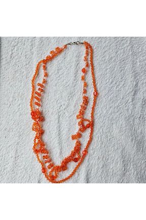 گردنبند جواهر نارنجی زنانه منجوق کد 790846591