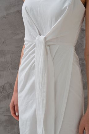لباس سفید زنانه بافتنی بافت طرح گلدار راحت آستین-بلند بیسیک کد 820260032