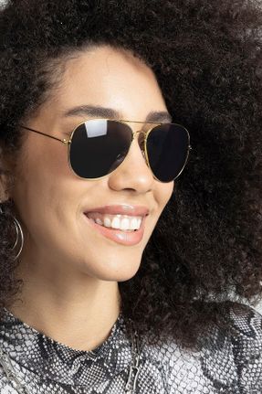 عینک آفتابی طلائی زنانه 54 UV400 پلاستیک قطره ای کد 249183814