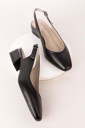 کفش پاشنه بلند کلاسیک مشکی زنانه چرم طبیعی پاشنه ضخیم پاشنه کوتاه ( 4 - 1 cm ) کد 828661091
