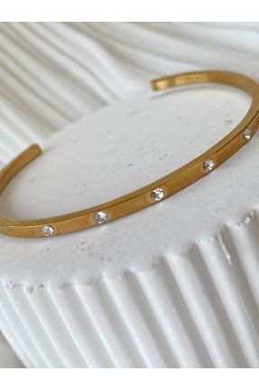 دستبند استیل طلائی زنانه فولاد ( استیل ) کد 832675193