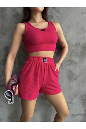 ست بالاتنه و پائین تنه صورتی زنانه بافتنی Vesse Butik - کد 817534193
