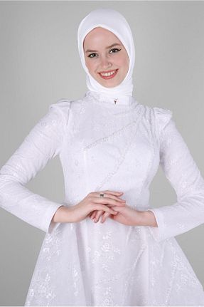 روسری سفید پلی استر Alvina - کد 801206022
