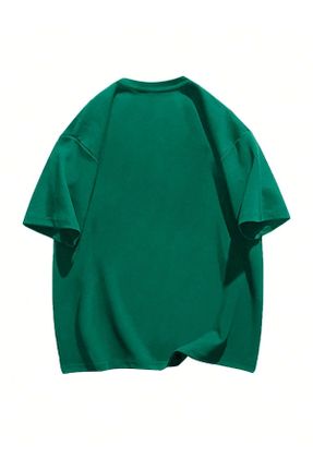 تی شرت سبز زنانه اورسایز یقه گرد پنبه (نخی) تکی طراحی کد 765719922