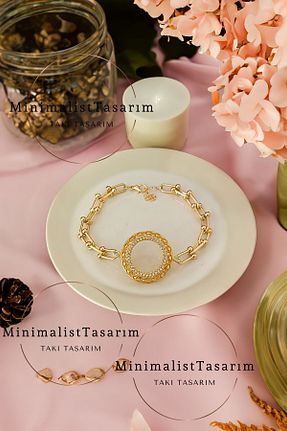 دستبند استیل (فولاد) رنگی زنانه روکش طلا MinimalistTasarım - کد 831688291