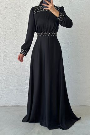 لباس مجلسی مشکی زنانه ساتن کد 787349006