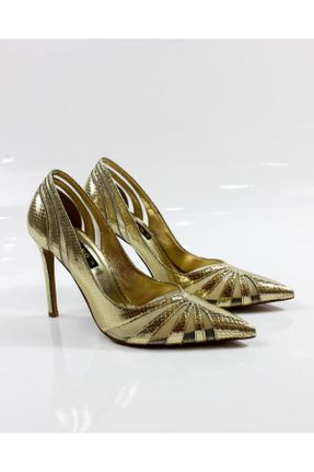 کفش مجلسی طلائی زنانه چرم مصنوعی پاشنه متوسط ( 5 - 9 cm ) پاشنه نازک کد 815126768