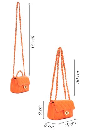 کیف دوشی نارنجی زنانه چرم مصنوعی کد 832842543