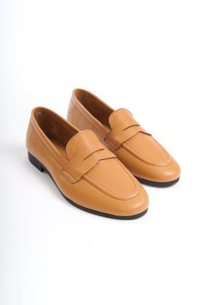 کفش لوفر قهوه ای زنانه چرم طبیعی پاشنه کوتاه ( 4 - 1 cm ) کد 832815113