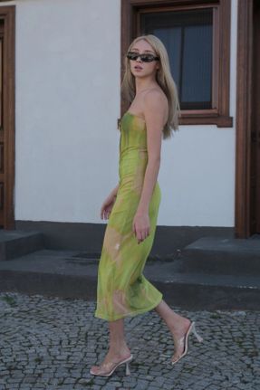 لباس سبز زنانه بافتنی استراپلز آستین-بلند کد 774406829
