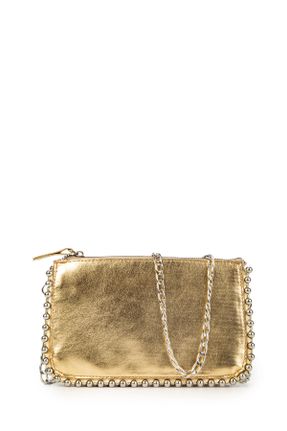 کیف دوشی طلائی زنانه چرم مصنوعی کد 830300124
