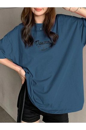 تیشرت آبی زنانه اورسایز FAVORİST - کد 832975914