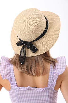 کلاه بژ زنانه حصیری کد 825925012