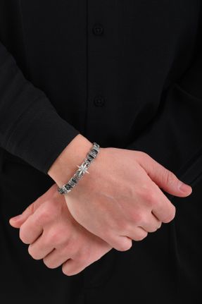 دستبند جواهر مردانه چرم طبیعی کد 832995148