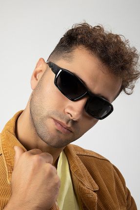 عینک آفتابی مشکی مردانه 53 UV400 مستطیل کد 375866609
