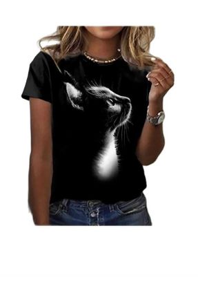 تی شرت مشکی زنانه اورسایز یقه گرد پنبه - پلی استر 1 - 39 کد 833055617