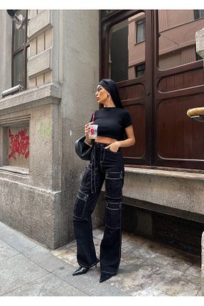 شلوار مشکی زنانه پارچه AREF JEANS - کد 833073792