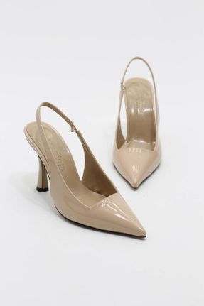 کفش پاشنه بلند کلاسیک بژ زنانه چرم مصنوعی پاشنه ساده پاشنه متوسط ( 5 - 9 cm ) کد 833081211