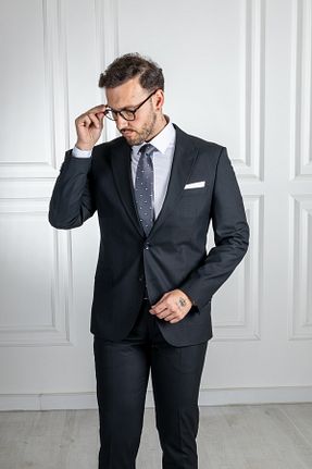 کت و شلوار مشکی مردانه یقه پرستوئی Sarar - کد 833082453