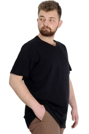 تی شرت مشکی مردانه سایز بزرگ پنبه (نخی) کد 75820854