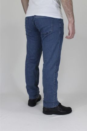 شلوار آبی مردانه جین پاچه لوله ای فاق نرمال کلاسیک کد 88814356