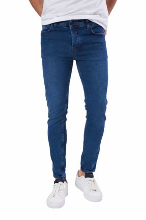 شلوار جین آبی مردانه پاچه گشاد فاق بلند ساده کد 422939323