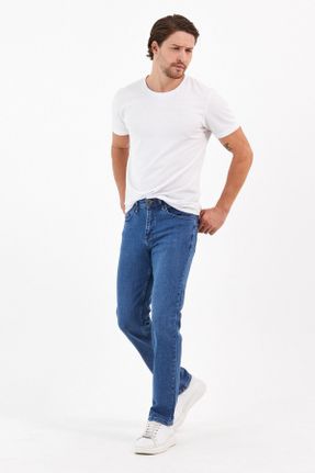شلوار جین آبی مردانه پاچه گشاد فاق بلند کد 140582411