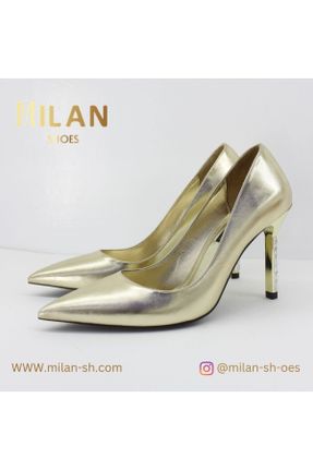 کفش مجلسی طلائی زنانه چرم مصنوعی پاشنه متوسط ( 5 - 9 cm ) پاشنه نازک کد 811434484