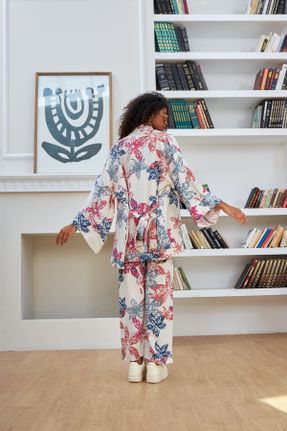 کیمونو طوسی زنانه مخلوط کتان بافتنی طرح گلدار کد 833177150