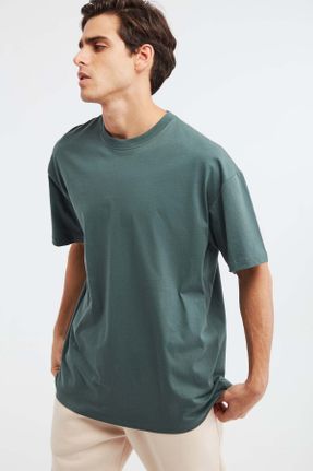 تی شرت سبز مردانه یقه گرد اورسایز تکی جوان کد 145596613