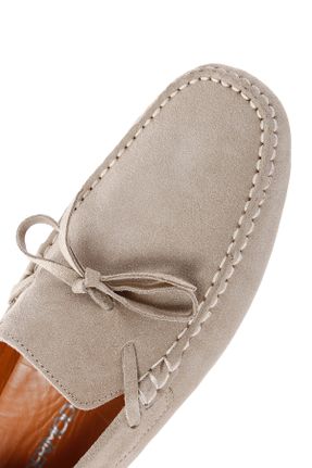 کفش لوفر بژ مردانه چرم طبیعی پاشنه کوتاه ( 4 - 1 cm ) کد 833200278