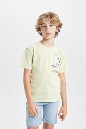 تی شرت سبز بچه گانه رگولار یقه گرد کد 833227775