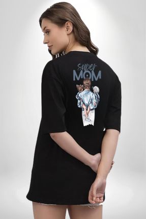 تی شرت مشکی زنانه اورسایز یقه گرد پارچه ای بیسیک کد 830326957