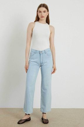 شلوار جین متالیک زنانه فاق بلند جین استاندارد کد 818432682