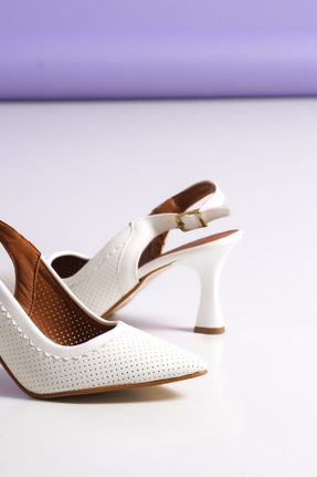 کفش پاشنه بلند کلاسیک سفید زنانه پاشنه نازک پاشنه متوسط ( 5 - 9 cm ) کد 823966111