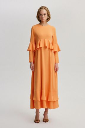 لباس نارنجی زنانه بافتنی اورسایز کد 833273916