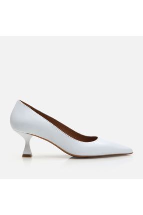 کفش پاشنه بلند کلاسیک سفید زنانه چرم طبیعی پاشنه نازک پاشنه متوسط ( 5 - 9 cm ) کد 833092833