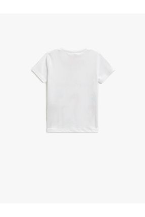 تی شرت سفید بچه گانه رگولار یقه گرد تکی کد 461526104