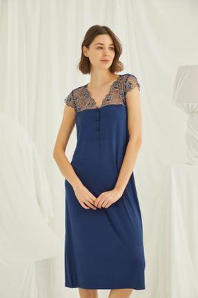 لباس شب آبی زنانه طرح دار پنبه (نخی) کد 195970451