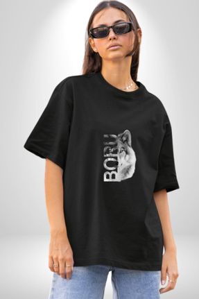 تی شرت مشکی زنانه اورسایز یقه گرد پارچه ای کد 820412490