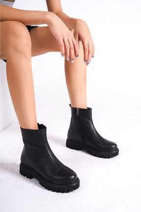 بوت / نیم بوت مشکی زنانه چرم خالص Gusse - کد 764509910